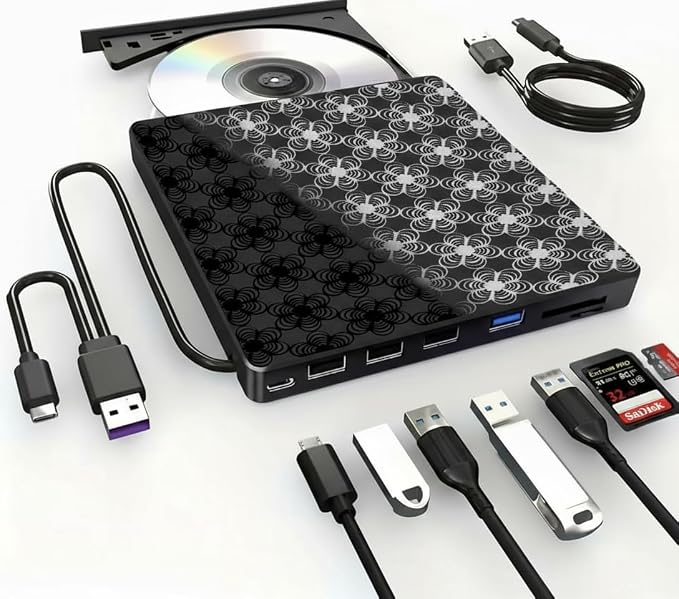 External CD/DVD Drive for Laptop, DVD Player, 8 in 1 USB 3.0 Ultra-Slim Portable, CD Burner External Disk Drive Optical Compatible with with Desktop PC Windows 11/10/8 Linux Mac OS Mac MacBook Pro/Air - Image 8