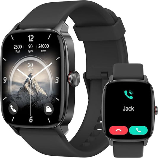 YMZ Smart Watch for Men Women, IP68 Waterproof, Bluetooth Calling, Fitness Tracker, Sleep Monitoring, 1.85'' DIY Dial, AI Built-in, 7 Days Battery, Compatible with Android & iOS