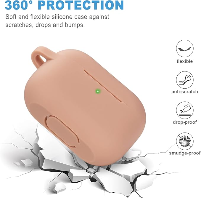 Case for Airpods Pro, Silicone Protective Case Cover with Cute Bling Keychain - Milk Tea