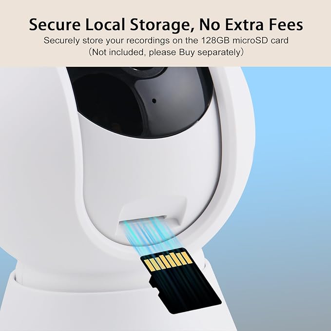 Indoor Camera 1080P Plug-in Wired, 24/7 Recording, 360°Pan-Tilt Human Auto Tracking, Human Detection, 2-Way Audio Siren, Night Vision, Pet/Dog/Baby Security Camera with Phone App