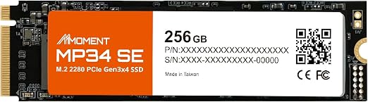 MMOMENT MP34 SE 256GB PCIe 3.0 NVMe M.2 2280 SSD, 2100MB/s Read