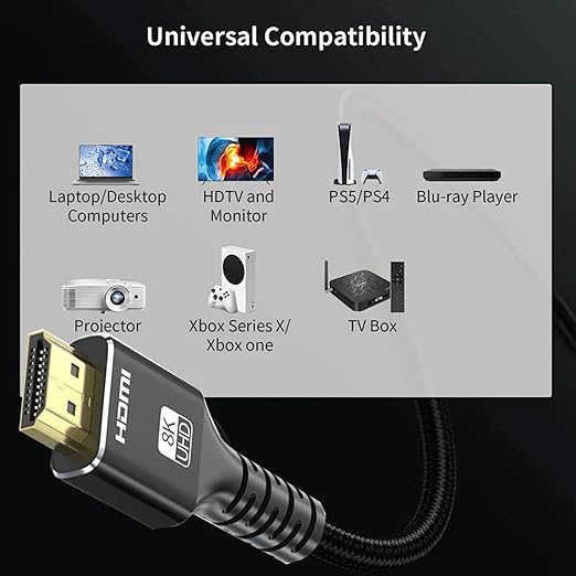 8K Short HDMI Extendsion Cable 1 FT, 4K@120Hz HDMI 2.1 Extender Male to Female Cord Adapter, Supports 48Gbps, Dolby, eARC, Compatible with TV Stick, HDTV, Xbox, PS5, PS4, Laptop