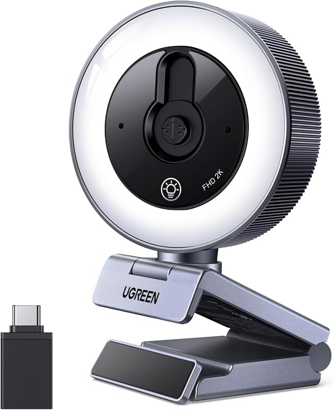 UGREEN 2K Webcam with 4-Level Ring Light
