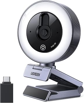 UGREEN 2K Webcam with 4-Level Ring Light