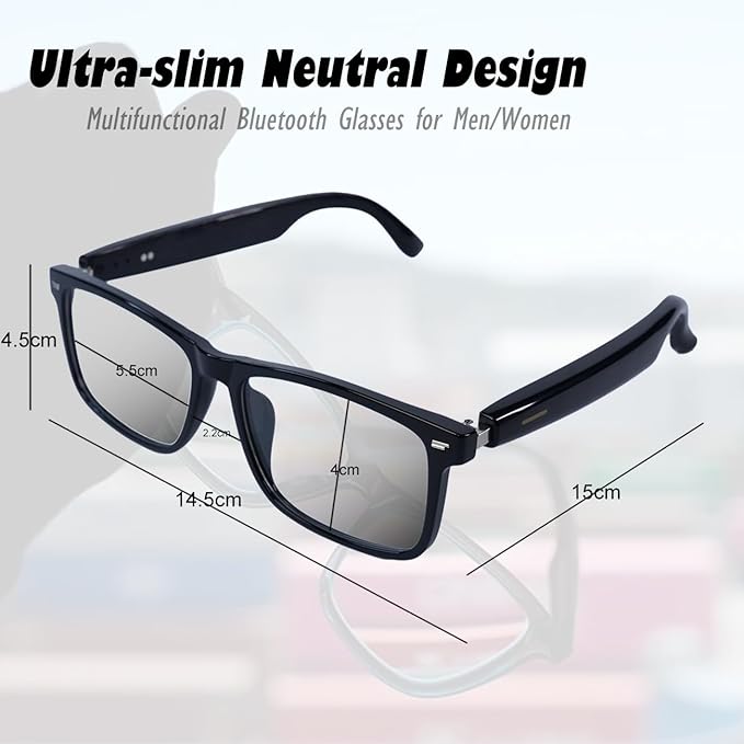 AI Smart Glasses Polarized Audio Sunglasses with Speaker Translation Glasses 164 Language Open Ear Sound Mic Blue Light Glass UV Protection Outdoor Glass for Women Men