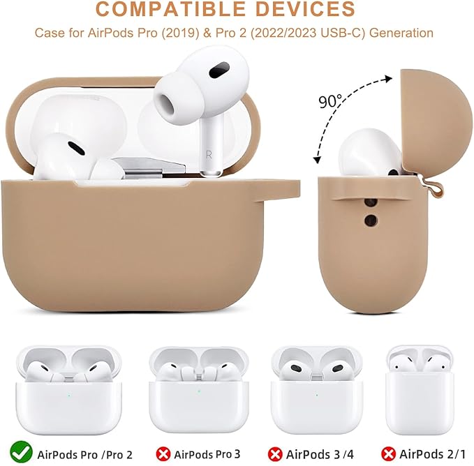 Compatible with AirPods Pro 2nd Generation Case with Cleaner Kit, Silicone Protective Case for Apple AirPod Pro 2nd/1st Earbuds Wireless Charging Cases with Bling Keychain (Milk Tea)