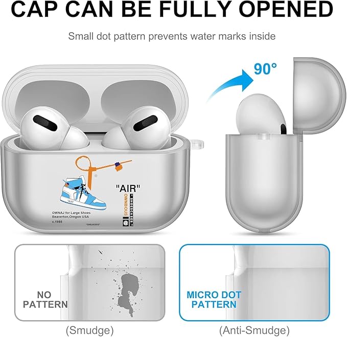for Airpods Pro Case, Cute Cool Sports Blue Shoe Pattern TPU Soft Cases for Airpods Pro Case 1st Gen, Shockproof for Airpods Pro 2019 Case Men Women with Cleaner Kit & Keychain