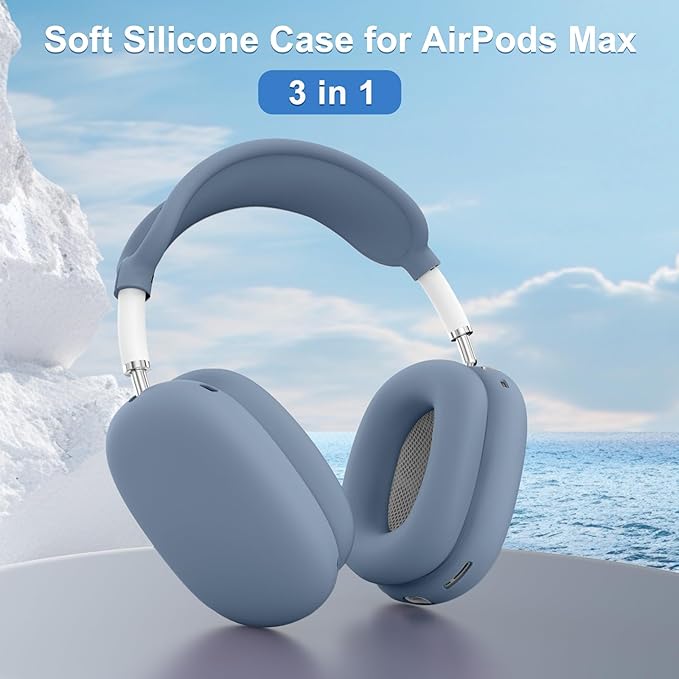 Silicone Case Cover for AirPods Max, Ear Pad Case/Ear Cups/Headband Cover for AirPods Max Headphones, Accessories Soft Silicone Protector for AirPod Max New USB-C (2024)(Lavender)