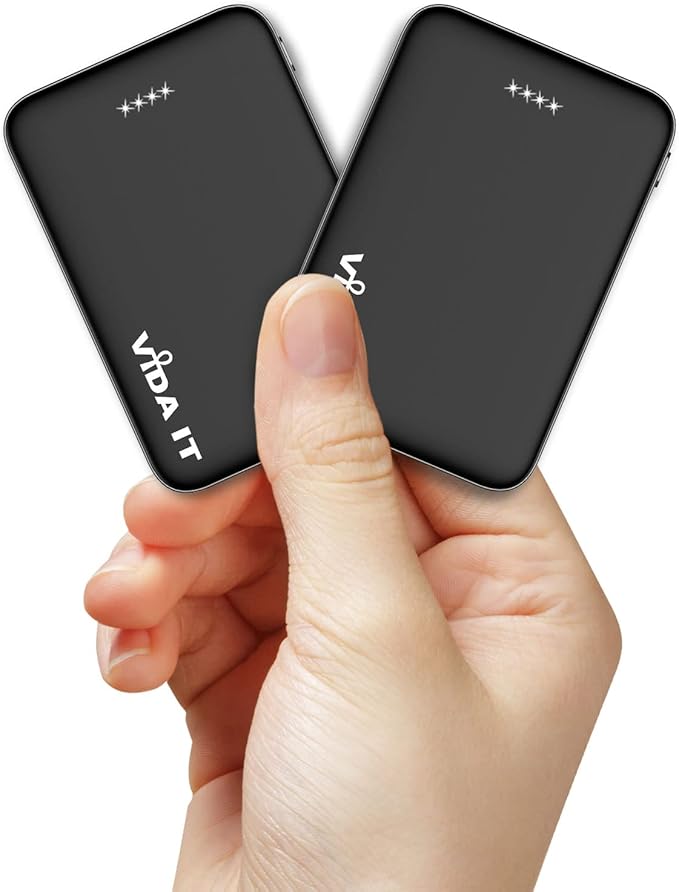 Vida IT 2-Pack Ultra Compact Power Bank Battery Pack for Heated Vest Jacket Coat Scarf Socks, 5000mAh USB Power Pack Portable Charger for iPhone Samsung Android Phone, Lightweight and Small 2A 5V DC