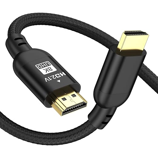 Diyanisly 8K Hdmi Cable 6.6FT Ultra, High Speed HDMI 2.1 Cable, Support 8K@60Hz 4K@120Hz, 3D ARC, Ethernet Audio Video Return HDMI Cord for Xbox PS4/PS5 Roku UHD TV Monitor Laptop PC (Braided,Black)