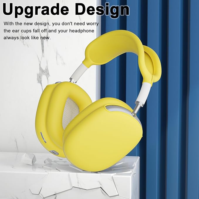 ATUAT for AirPods Max Headphones Case, Protective Silicone Case Cover Skin Accessories Anti-Scratch for Women Men for Apple AirPods Max 2024/2020 (USB-C/Lightning), Yellow