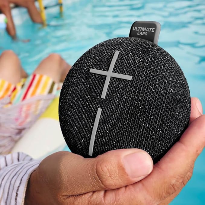 Ultimate Ears MINIROLL Ultra-Portable Waterproof Bluetooth Speaker, Big Bass, IP67 Dustproof, 131 ft (40 m) Range - Gentle Black