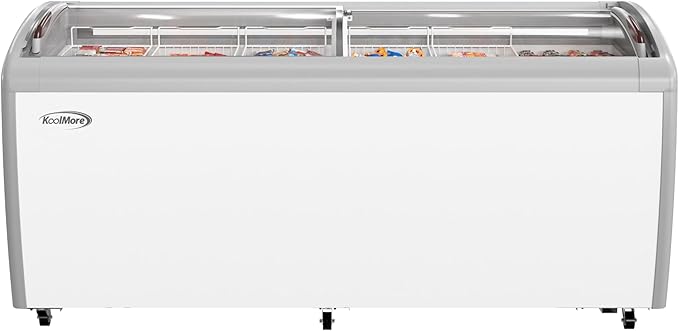 KoolMore Commercial Ice Cream Freezer Display Case with 6 Storage Baskets and Clear, Sliding Lid for Convenient Stores, Gas Stations, or Business Use, Large 20 cu. ft. Capacity (MCF-20C)