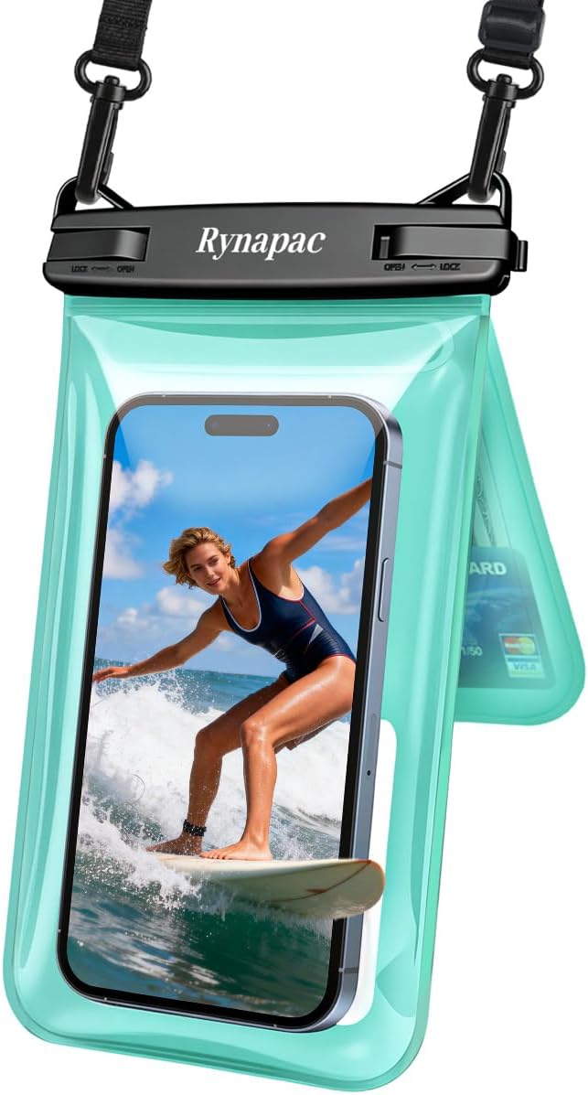 IPX8 Waterproof Phone Pouch Floating, [Up to 8.5''] Double Space Waterproof Phone Case with Lanyard for iPhone 17 16 15 Pro Max, Cell Phone Dry Bag for Beach Travel Cruise Ship Essentials