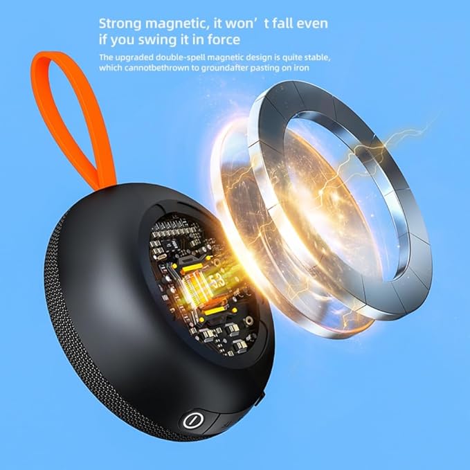 Magnetic Bluetooth Speaker 6W HiFi Sound with TF Card Playback, Built-in Mic, BT5.3, TWS Pairing, IPX6 Waterproof, Wireless Floatable Speaker for Golf Cart & Worksite
