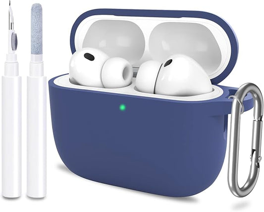 ATUAT for AirPods Pro 3 Case Cover with Cleaner, Protective Soft Silicone Skin with Keychain for Women Men for Apple AirPods Pro 3rd Generation Case(2025), Front LED Visible, Royal Blue