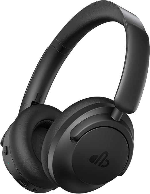 Hybrid Active Noise Cancelling Headphones, Over-Ear Bluetooth Headphone with Hi-Res Audio, 90H Playtime, Deep Bass, Transparency Mode, Foldable Comfort Cups, Graduation Gifts for Travel Office - Black