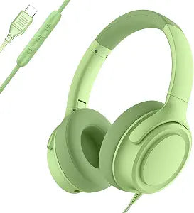 ADOOPE USB C Wired Over-Ear Headphones with Mic, Green, No Bag