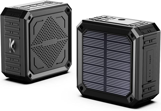 Solar Speaker Portable IPX6 Waterproof Bluetooth Speakers 15 Hours of Playtime Rich Stereo Bass Shockproof Dustproof for Home and Outdoor Wireless Speaker(1-Pack)