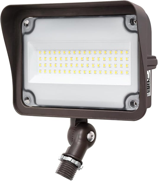 GKOLED 50W LED Flood Lights Outdoor, Dusk to Dawn Security Light, with Anti-Glare Guard, 120V 5000K 5,500LM Waterproof Landscape Lighting, Aluminum Lighting Fixture, 1/2" Knuckle Mount, UL Listed
