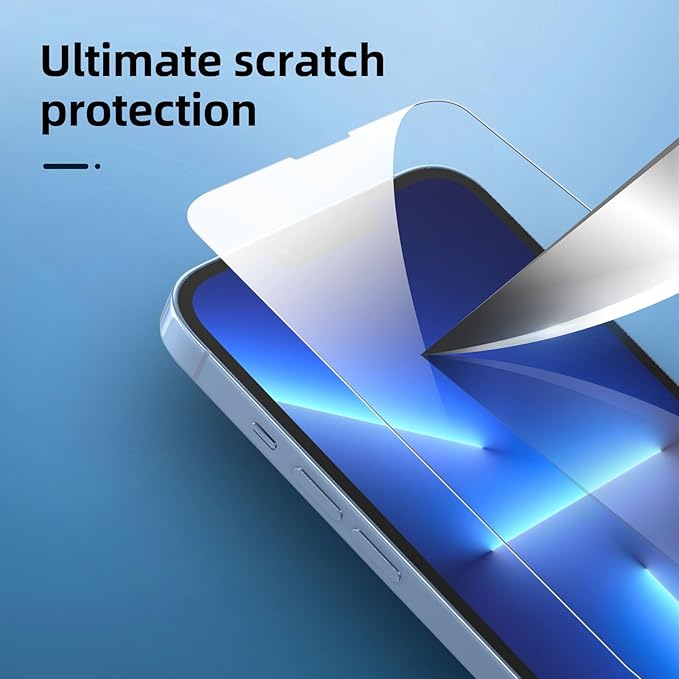 NEW'C 3x for iPhone 13 Pro Screen Protector (6.1 inches)+ 3x Camera Lens Protector, Sensor Protection + Dust Plug - Case Friendly Tempered Glass Film, Ultra Resistant