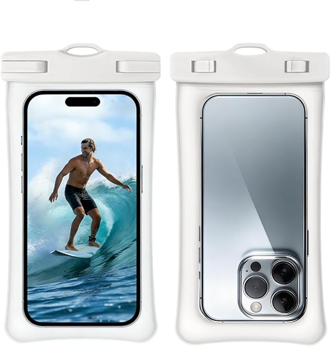 Floating Waterproof Phone Pouch, IPX8 Waterproof Phone Case with Lanyard, Dry Bag for Beach, Pool, Cruise Travel Essentials, Underwater Case for Snorkeling & Waterpark Black