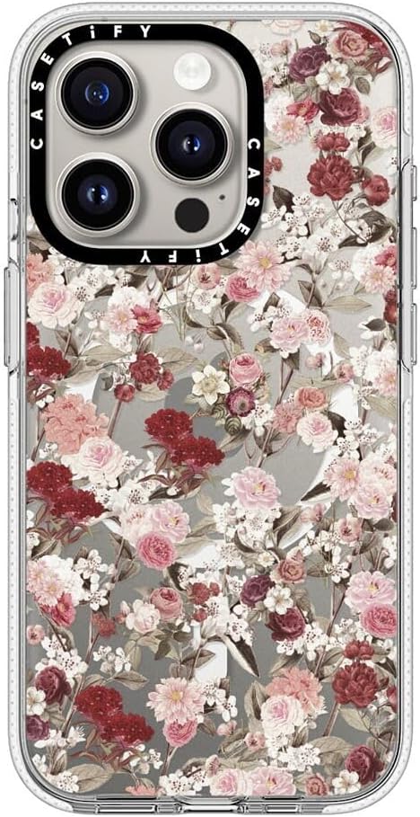 CASETiFY Clear iPhone 15 Pro Case [Not Yellowing / 6.6 ft. 3X Military Grade Drop Protection/Compatible with Magsafe] - Vintage Flower Monday - Clear