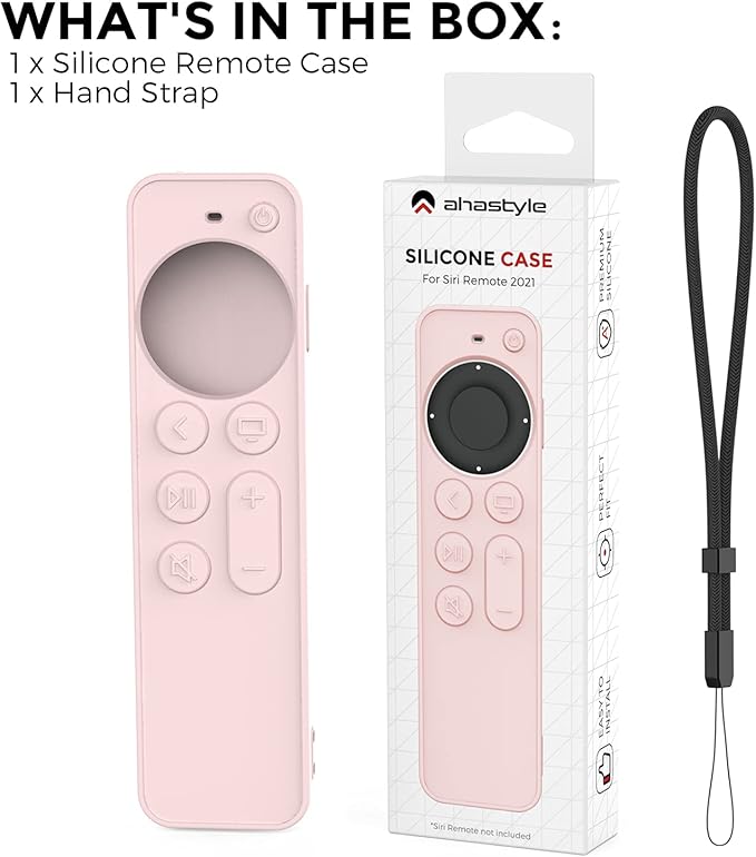 AhaStyle Protective Case for 2021 Apple TV Siri Remote 4k, Anti-Slip Silicone Cover Skin Compatible with Apple TV Remote/Siri Remote [2nd Generation](Pink)