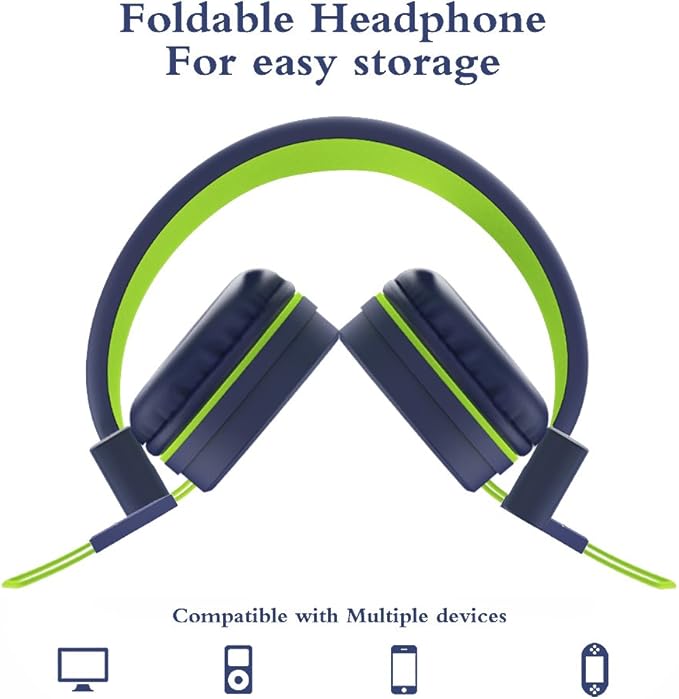 ELECDER i37 Kids Headphones Children Girls Boys Teens Foldable Adjustable On Ear Headphones 3.5mm Jack Compatible Cellphones Computer MP3/4 Kindle School Tablet Navy