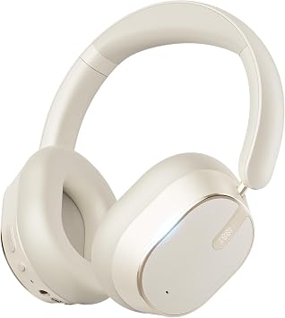 Hybrid Active Noise Cancelling Bluetooth Headphones,Bluetooth 6.0 Over Ear Wireless Headphones with 60H Playtime, Hi-Res Audio, Deep Bass, Memory Foam Ear Cups for Home Office Travel White