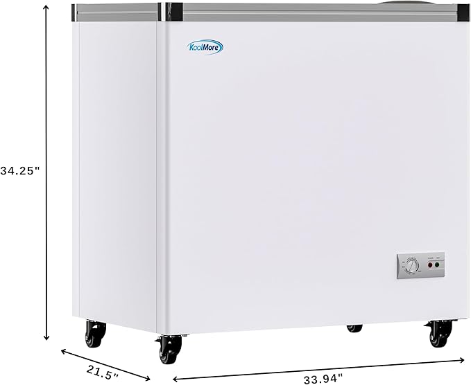 KoolMore 33 in. Flat‑Top Ice Cream Display Freezer, 7 Cu. Ft. Commercial Chest Freezer with Sliding Glass Doors, ETL Listed in White
