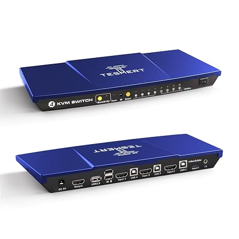 USB-C HDMI KVM Switch 1 Monitor 4 Computers, 4K@60Hz KVM Switches for 4 PCs Sharing Monitor Keyboard Mouse, with EDID L/R out HDR10 Dolby Vision USB Auto Scan IR Hotkey switch, Includes cables - Image 5
