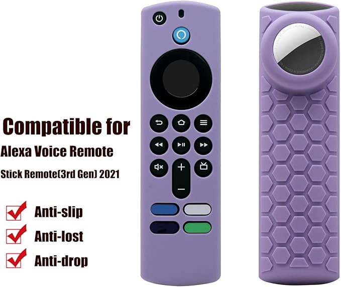 TV Stick 3rd Remote Cover Case , Compatible with Alexa 3rd Gen Remote,Tracker Cover for Tile Sticker 2020 ,Lavender Grey