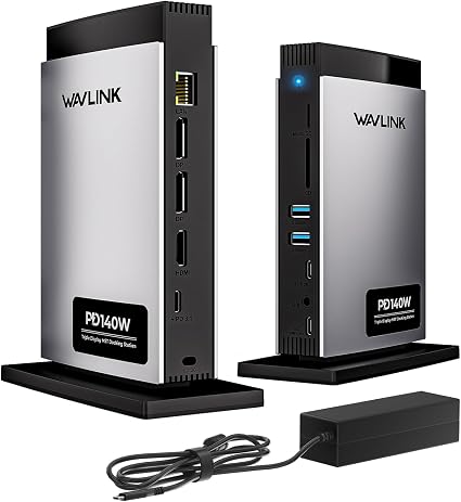 WAVLINK Laptop Docking Station 3 Monitors(Max Resolution: Single 8K or Triple 4K), 11-in-1 USB C Docking Station with 125W PD3.1 Pass-Through & Power Adapter, HDMI + 2* DP, for MacBook M1–M4 & Windows - Image 4