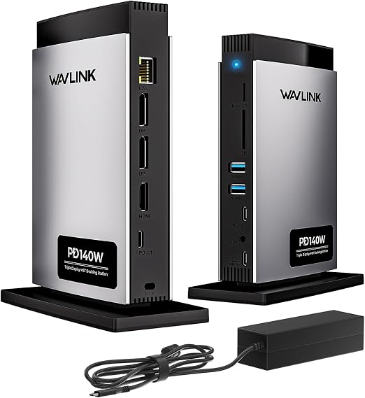 WAVLINK Laptop Docking Station 3 Monitors(Max Resolution: Single 8K or Triple 4K), 11-in-1 USB C Docking Station with 125W PD3.1 Pass-Through & Power Adapter, HDMI + 2* DP, for MacBook M1–M4 & Windows - Image 6