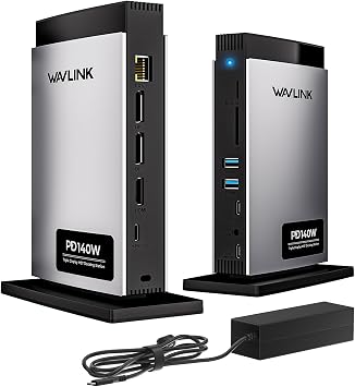WAVLINK Laptop Docking Station 3 Monitors(Max Resolution: Single 8K or Triple 4K), 11-in-1 USB C Docking Station with 125W PD3.1 Pass-Through & Power Adapter, HDMI + 2* DP, for MacBook M1–M4 & Windows - Image 2
