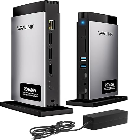 WAVLINK Laptop Docking Station 3 Monitors(Max Resolution: Single 8K or Triple 4K), 11-in-1 USB C Docking Station with 125W PD3.1 Pass-Through & Power Adapter, HDMI + 2* DP, for MacBook M1–M4 & Windows - Image 3