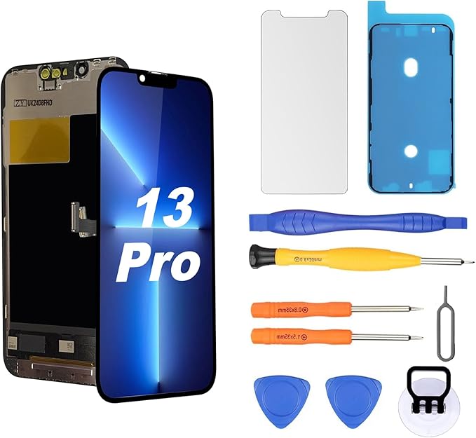 Replacement Screen for iPhone 13 Pro LCD Retina FullyHD Display Digitizer with Fully Repair Tool Kits, Screen Protector, Waterproof Tape