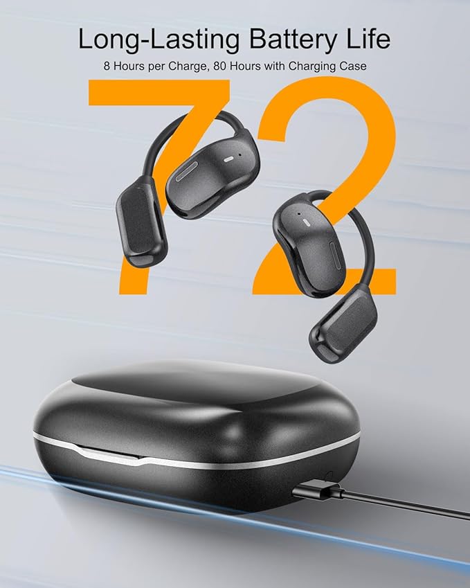 NEW OpenFit Air Bone Conduction Headphones Only 0.23 OZ Open Ear Earbuds , Wireless Earbuds with HD Clear Calls, Ear Buds with 72 Hours of Playtime, Secure Earhooks Earphones for Sports, Fitness, TV