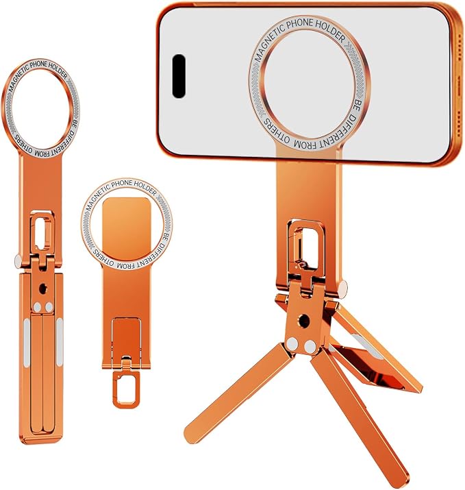 Portable Dual-Sided Magnetic Phone Tripod Stand for MagSafe-Orange