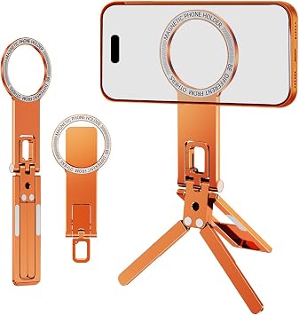 Portable Dual-Sided Magnetic Phone Tripod Stand for MagSafe-Orange