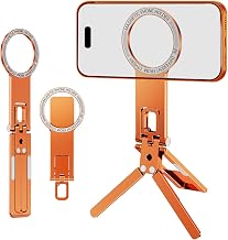 Portable Dual-Sided Magnetic Phone Tripod Stand for MagSafe-Orange - Image 1