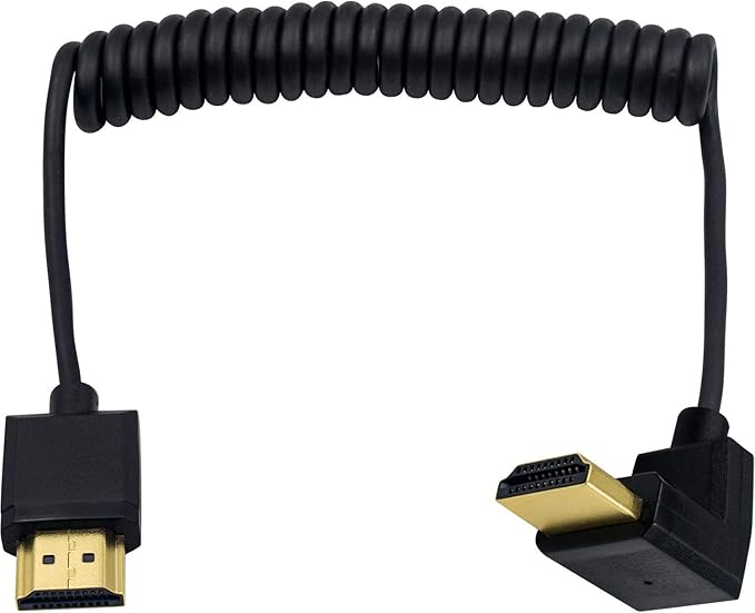 Duttek 4K Short HDMI Cable, Extreme Thin UP Angled HDMI Male to Male Coiled Cable for 3D and 4K Ultra HD TV Stick HDMI 2.0 Cord Extension Converter (1.2M/4FT)