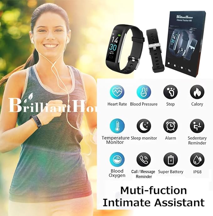 Fitness Tracker with Heart Rate Sleep Monitor Step Counter, Activity Tracker IP68 Smart Watch Health Tracker Pedometer for Man Women