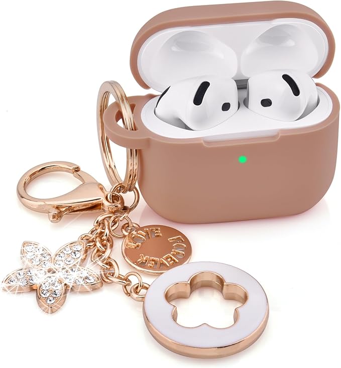Case for Apple Airpods 4 - VISOOM Airpods 4 Cases 2024 Cover Women Anti-Drop Silicone iPods 4 Earbuds Wireless Accessorie Charging Cases Girl Bling Keychain for Airpod iPods 4th Generation