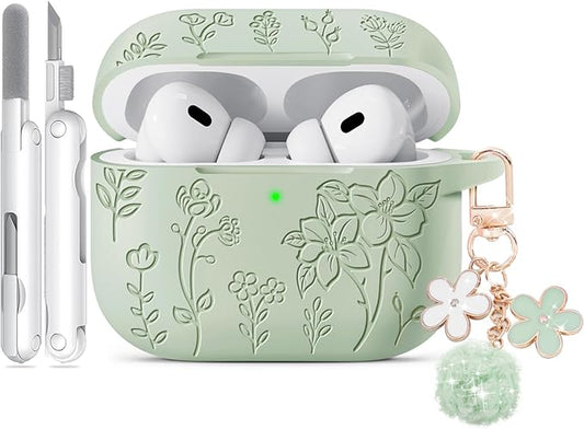 for AirPods Pro 2 Case, Soft Silicone Airpod Pro Case Cover QUTE with Keychain & Cleaning Kit Compatible with AirPods Pro 2nd/1st Generation for Women Girly, Anti-Scratch