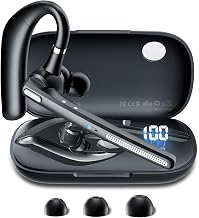 Bluetooth Headset with 72-Hour Talk Time & 500mAh Charging Case, Bluetooth V5.3 Headset with Noise Cancelling Mic – Wireless Earpiece Hands-Free Headphones for Office Trucker Driving Business,Black - Image 1