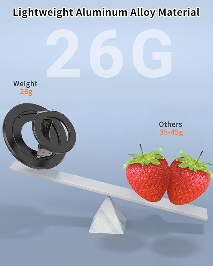 X-Grip for MagSafe Ring Holder, 360° Magnetic Ring Holder Cell Phone Grip Stand Finger Kickstand Two-Sided Magnet Compatible with iPhone 17/16/15/14/13/12/ Series for MagSafe Case Accessories