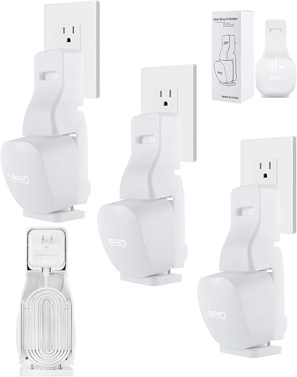 LIGHTMEUP Outlet Wall Mount Holder - Plug-to-Adapter First, Only for eero 7/ eero 6 & 6+/ eero Pro 6e & Pro 6/ eero Mesh Wi-Fi System, No Messy Wires & Space Saving (3 Pack)
