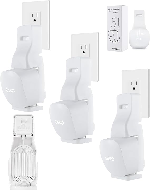 LIGHTMEUP Outlet Wall Mount Holder - Plug-to-Adapter First, Only for eero 7/ eero 6 & 6+/ eero Pro 6e & Pro 6/ eero Mesh Wi-Fi System, No Messy Wires & Space Saving (3 Pack)